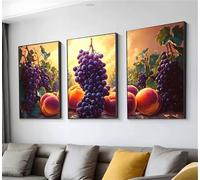 Diamond Painting Tramonto Frutta Diamond Painting Kit Completo 3 Pezzi, Attaccare DIY Diamonds Paintings Adulti, 5D Full Drill Diamonds Arte Paintings, Decorazioni Casa, Regalo Donna 50x75cm t9n-310