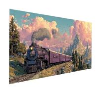 Diamond Painting Treno Diamond Painting by Numbers 70x140CM, Fai Da Te Kit Punto Croce Pittura Diamante Nuvola, 5D Diamantini Crystal Art Dipingere Con I Numeri per Decorazioni Casa, Regalo JXL-11816