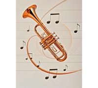 Diamond Painting tromba con note musicali 5D Diamond Art Kit fai da te Full Round Drill Crystal by Number Ricamo Arti e Artigianato per Soggiorno Casa Decorazione da Parete 30 x 40 cm