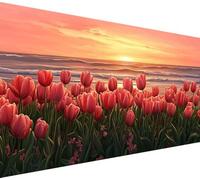 Diamond Painting Tulipano Diamond Painting Kit Completo Tramonto Pittura Diamante Strass Ricamo a Punto Croce Artigianale, 5D Crystal Art Pittura per Decorazioni Casa, Regali Donna, 100x300cm,Model361