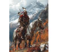 Diamond Painting Uomo, Diamond Painting Kit Completo Cavallo, DIY Quadri con Perline, Disegni con Perline da Attaccare, Strass Ricamo a Punto Croce, per Decorazione Della Casa, Regalo, 40x50cm 8-2908