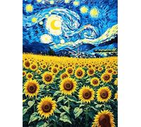 Diamond Painting Van Gogh Girasole Diamond Painting Kit Completo Round Perline Passatempo per Adulti Pittura Diamante, 50x70cm Diamantini Art Bambini Kit Pittura per Decorazione Pareti Domestiche k-95
