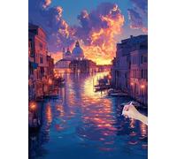 Diamond Painting Venezia, 5D DIY Diamond Painting Kit Completo Città, Pittura Diamante per Bambina e Adulti, Diamantini Crystal Art Kit per Adulti, per Decorazione Casa e Parete, Regalo, 60x80cm, L-02