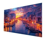 Diamond Painting Venezia, Fai Da Te Diamantini Crystal Art Kit Pittura Bambini, Diamond Painting by Numbers Vista notturna, Quadri Da Dipingere Numerati Diamante Kit Punto Croce 60 x 30CM model-863
