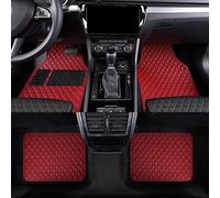 Diamond Pattern - Tappetini universali in ecopelle per tutte le stagioni, per auto, antiscivolo, antiscivolo, colore: rosso (vino)