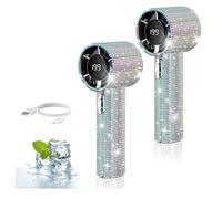 Diamond Portable Fan, Full Diamond Luxury Craftsmanship Portable Handheld Turbo Fan, Rechargeable Quiet Desk with LED Light, Compact Personal Cooling for Travel/Camping/Outdoor,Home (Colorful*2pcs)