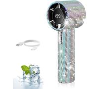 Diamond Portable Fan, Full Diamond Luxury Craftsmanship Portable Handheld Turbo Fan, Rechargeable Quiet Desk with LED Light, Compact Personal Cooling for Travel/Camping/Outdoor,Home (Colorful)