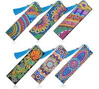 Diamond Segnalibri segnalibri fai -da -te bookmarks floreale in pelle perline nappa per ricamo fai -da -te artigianato da 6 pezzi Nappa in pelle