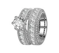 Diamond Sets Nuovo stile Set Diamond Ring Euramerican To Full Popular Lady Ring Rings Squilla Ragazze Adolescenti (as show, One Size)