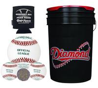 Diamond Sports - Secchiello per palloni da 6 galloni con 30 palline da baseball, in pelle BLEM, con 30 palline da baseball e aste