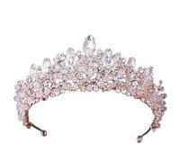 Diamond Tiara Luxury Rose Gold Crystal Crystal Bead a forma di cuore corona di tiara da sposa grande strass di bellezza di bellezza con pagea accessori per capelli da sposa