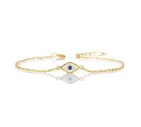 Diamond Treats Bracciale cattivo occhio per donna e ragazza in argento Sterling 925, bracciale portafortuna da donna in cattivo occhio incastonato con pietre in zirconia blu e bianco, Taglia unica,