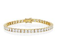 Diamond Treats Braccialetto Tennis Oro Donne, Giallo Oro Placcato ARGENTO 925 STERLING 4mm Zircone Bianco Cubico. Braccialetto Eternity 20,3 centimetri Regalo Gioielleria Perfetto Lei.