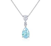 Diamond Treats Collana in Argento Sterling 925 con Zircone Azzuro Taglio Pera, Collana Azzura con Ciondolo a Goccia, Gioielli per Donna e Ragazza con Confezione Regalo