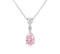 Diamond Treats Collana in Argento Sterling 925 con Zircone Rosa Taglio Pera, Collana Rosa con Ciondolo a Goccia, Gioielli per Donna e Ragazza con Confezione Regalo