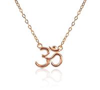 Diamond Treats Collana Oro Rosa Donna con Ciondolo a Forma di Divino OM in Argento 925, Catena e Ciondolo in OM (Aum) per Donna e Ragazza, Collana Donna Oro Rosa, Regalo Donna Spirituale