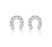 Diamond Treats Orecchini a Ferro di Cavallo in Argento 925, Orecchini Portafortuna per Donna e Ragazza, Eleganti Orecchini Donna Argento 925 con Pietre Zirconi, Orecchini Argento Donna