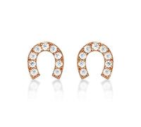 Diamond Treats Orecchini a Ferro di Cavallo in Argento 925, Orecchini Portafortuna per Donna e Ragazza, Eleganti Orecchini Donna con Pietre Zirconi, Orecchini Oro Rosa Donna con Confezione Regalo
