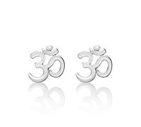 Diamond Treats Piccoli Orecchini Argento 925 a Forma di OM, Orecchini a Bottone OM per Donne, Ragazze e Bambine, Eleganti Orecchini Donna Argento 925 con Confezione Regalo