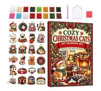 Diamondd Painting Advent Calendarr, 24 Day DIY Cat Dog Christmas Kit | 24 Rhinestone Craft Pendants With Tools Included Bring Daily Creative Fun To Kids And Adults Alike