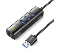 DiamondTiger Hub USB a 4 porte - Hub USB 3.0 multiplo con cavo da 3 m, estensore splitter USB-C con porta di alimentazione USB di tipo C, per laptop, desktop, Windows, Linux, PC (USB-A/3 m)