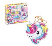 DIAMONDZ Set di portachiavi Serie Rainbow Fun - Set di portachiavi fai da te con pittura a diamante, pittura a diamante per bambini con 5 stencil Unicorno Arcobaleno