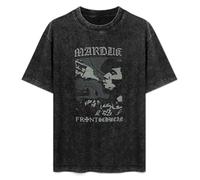 DIAN PIN KE Marduk Frontschwein Bottle Men And Women Vintage Washed Short Sleeve T-Shirt Streetwear Loose Casual Size S