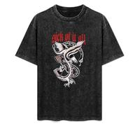 DIAN PIN KE Sick of It all Eagle Vintage Streetwear T-Shirt Washed Unisex Tops Size 3XL
