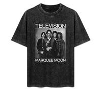 DIAN PIN KE Television Marquee Moon Band Cover Post Punk Men And Women Vintage Washed Short Sleeve T-Shirt Streetwear Loose Casual Size XXL