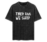 DIAN PIN KE They Live We Sleep Roddy Piper George Nava Cult 80s SciFi Men And Women Vintage Washed Short Sleeve T-Shirt Streetwear Loose Casual Size L