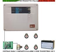 Diana 2 zone Temp. Dir. Centrale Antifurto Batteria 7 Ah Impianto Chiave P 4 TAG