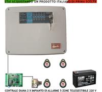 Diana 5 zone Temp. 4 Im Centrale Impianto Antifurto Batteria 7 Ah Chiave P 4 TAG