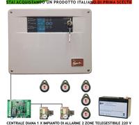 Diana Centrale Antifurto 2 zone Batteria 7 Ah Chiave 5 TAG 2 Lettori Im Allarme
