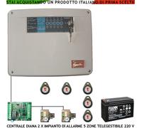 Diana Centrale Antifurto 5 zone Batteria 7 Ah Chiave 5 TAG 2 Lettori Im Allarme