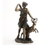 Diana dea greca, la caccia, luna e natura da passeggio con cervo statua 27,9 cm