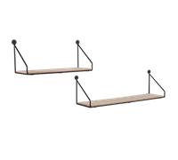 DIANA SET DI 2 MENSOLE 45CM E 30CM LEGNO E METALLO NERO