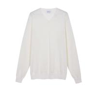 Diana Studio - Maglia rasata Scollo V, Uomo, 100% Lino, Maniche Lunghe, Casual Fit, Bianco, L