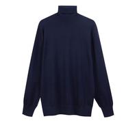 Diana Studio - Maglione Collo Alto basico Blu Uomo, 100% Lana Merino, tinta unita, maniche lunghe , Taglia M, Regular Fit