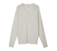 Diana Studio Maglione con Scollo a V a trecce, Bianco, L Uomo