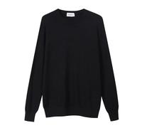 Diana Studio - Maglione Girocollo Basico Nero, Uomo, 100% Lana Merino, Tinta Unita, Maniche Lunghe, Taglia XXL, Regular Fit