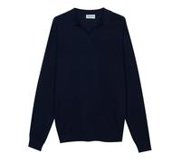 Diana Studio Polo Maniche Lunghe in Cotone Fresco Senza Bottoni, Blue Navy, XXL Uomo