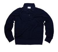 Diana Studio Polo Maniche Lunghe in Lino e Seta, Blue Navy, L Uomo