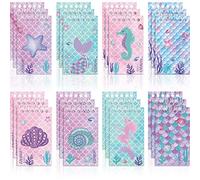 Dianelhall 24 Mini Quaderni con Sirena Piccoli Taccuini a Spirale con Sirenetta Bomboniere per Compleanno Blocco Note per Scuola Ufficio Regalo Bambina Festa a Tema Mare Oceano (Stile Stella Marina)