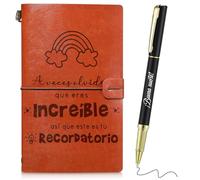 Dianelhall Regali di Apprezzamento per Insegnanti Quaderno Regalo per Insegnanti Blocco Note A6 in Pelle PU con Penna A Veces Olvidas que Eres Increíble, Así que Este Es Tu Recordatorio