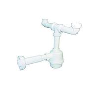 Dianhydro 371-301 Sifone PVC 2 Vie Senza piletta per Porcellana con canotto 1" 1/4, Multicolore