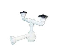 Dianhydro 371-303 Sifone PVC 2 Vie con piletta per Porcellana con canotto 1" 1/4, Multicolore