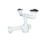 Dianhydro 371-321 Sifone PVC 2 Vie con piletta e Scarico Lavatrice con canotto 1" 1/4, Multicolore