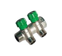 Dianhydro Collettore di distribuzionere con rubinetti d'arresto 2 derivazioni Impex 3/4 x1/2, Multicolore, Standard