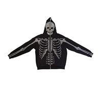 DIANN Giacca Uomo Felpe con Cappuccio Strass Scheletro Goth Felpa Sport Cappotto Pullover Gotico Manica Lunga Felpa con Cappuccio con Zip Oversize-655-black,M