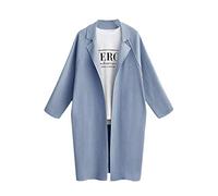 DianShaoA Donna Cappotto Giacca Risvolto Casual Manica Cardigan Sezione Media E Lunga Overcoat Azzurro Chiaro M